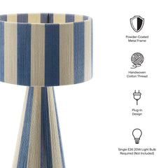 Renae Capri Blue Handwoven Cotton Thread Striped Table Lamp - Ornate Home