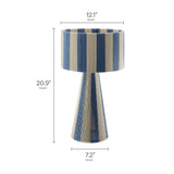 Renae Capri Blue Handwoven Cotton Thread Striped Table Lamp - Ornate Home