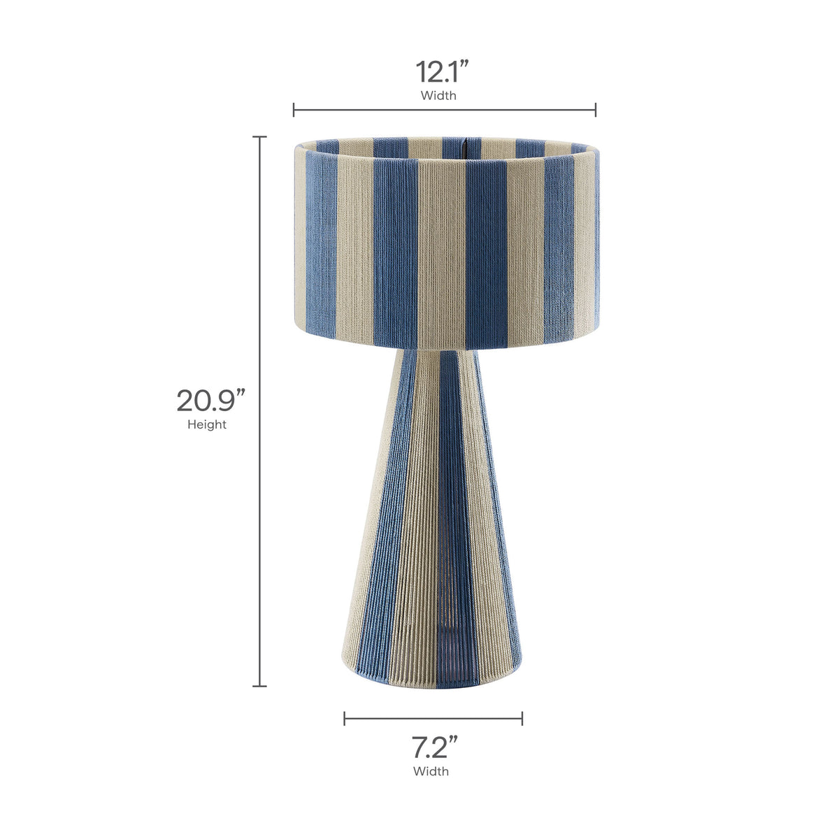 Renae Capri Blue Handwoven Cotton Thread Striped Table Lamp - Ornate Home