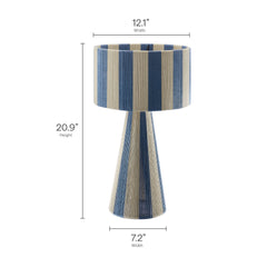 Renae Capri Blue Handwoven Cotton Thread Striped Table Lamp - Ornate Home
