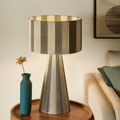 Renae Cobblestone Handwoven Cotton Thread Striped Table Lamp - Ornate Home