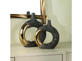 Renault Bronze/Gold 2 Piece Glazed Ceramic Vases - Ornate Home