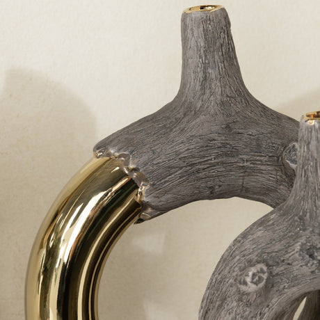 Renault Bronze/Gold 2 Piece Glazed Ceramic Vases - Ornate Home