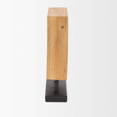 Renaya Light Brown/Matte Black Wood Table Clock - Ornate Home