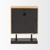 Renaya Light Brown/Matte Black Wood Table Clock - Ornate Home
