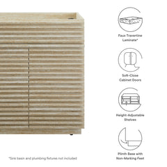 Render 30" Faux Travertine Bathroom Vanity Cabinet (Sink Not Included) - Ornate Home