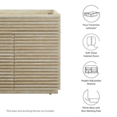 Render 36" Faux Travertine Bathroom Vanity Cabinet (Sink Not Included) - Ornate Home