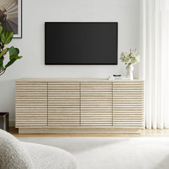 Render 70" Faux Travertine Sideboard Cabinet TV Stand - Ornate Home