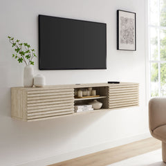 Render 70" Faux Travertine Wall-Mount Media Console TV Stand - Ornate Home