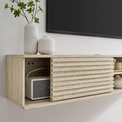 Render 70" Faux Travertine Wall-Mount Media Console TV Stand - Ornate Home