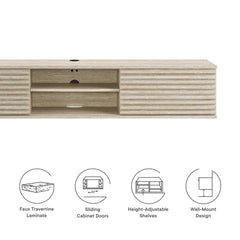 Render 70" Faux Travertine Wall-Mount Media Console TV Stand - Ornate Home