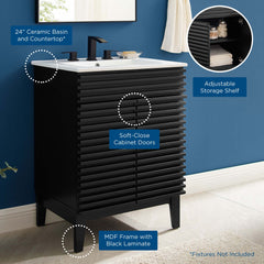 Render Black/White 24" Bathroom Vanity - Ornate Home