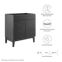 Render Charcoal 30" Bathroom Vanity Cabinet (Sink Basin Not Included) - Ornate Home