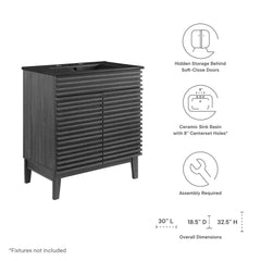Render Charcoal/Black 30" Bathroom Vanity - Ornate Home