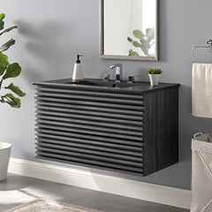 Render Charcoal/Black 36" Wall-Mount Bathroom Vanity - Ornate Home