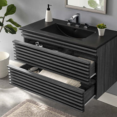 Render Charcoal/Black 36" Wall-Mount Bathroom Vanity - Ornate Home
