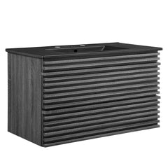 Render Charcoal/Black 36" Wall-Mount Bathroom Vanity - Ornate Home