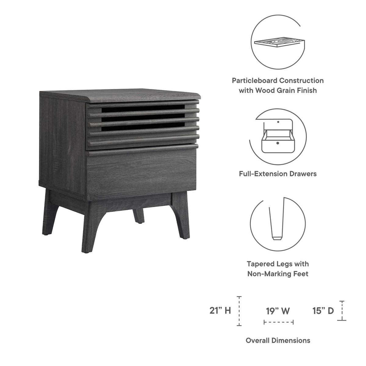 Render Charcoal Nightstand - 15x19" - Ornate Home