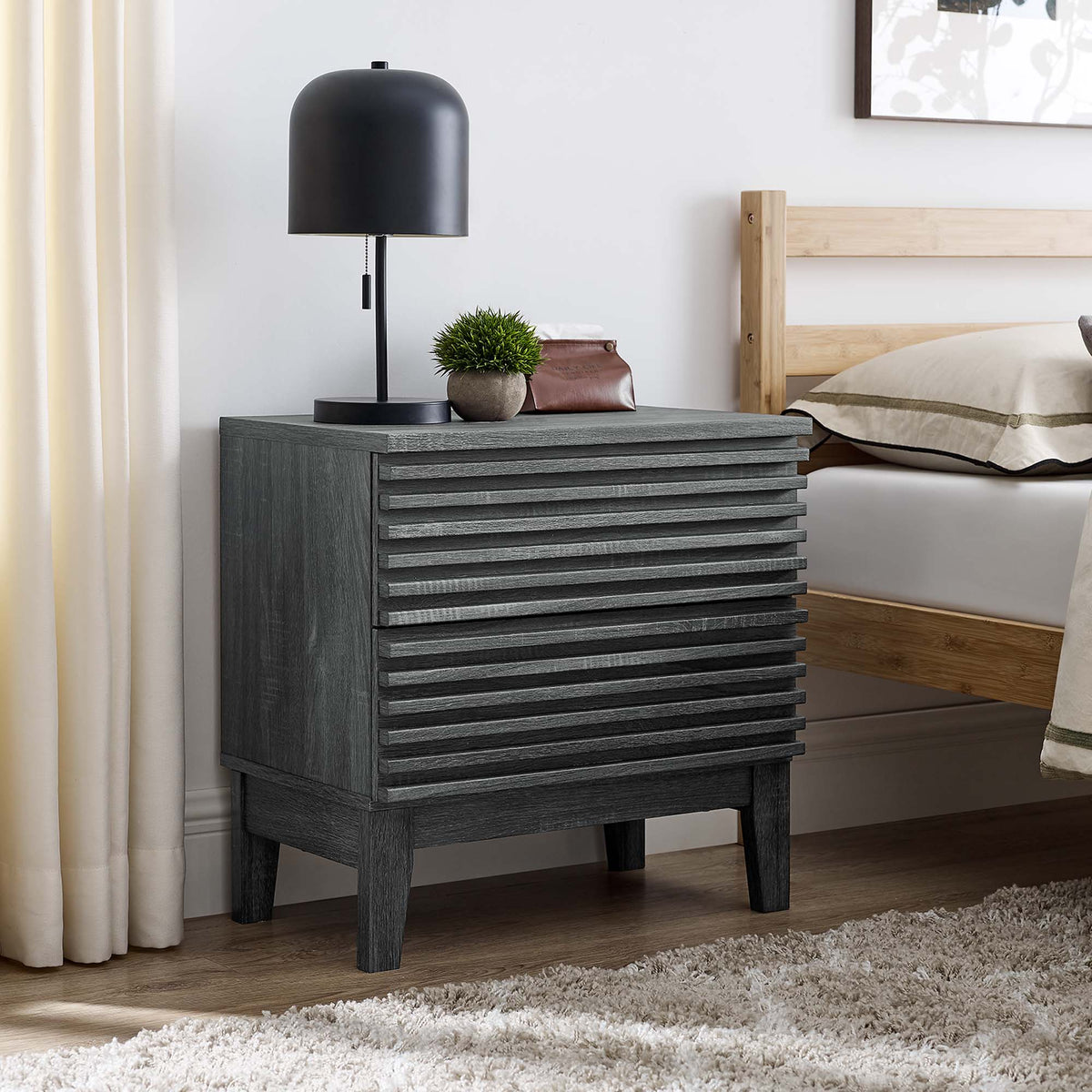 Render Charcoal Two-Drawer Nightstand - Ornate Home