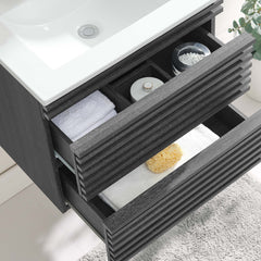 Render Charcoal/White 24" Wall-Mount Bathroom Vanity - Ornate Home