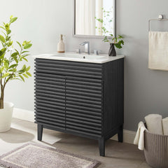 Render Charcoal/White 30" Bathroom Vanity Cabinet - Ornate Home