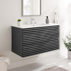 Render Charcoal/White 36" Wall-Mount Bathroom Vanity - Ornate Home