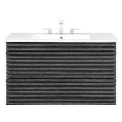 Render Charcoal/White 36" Wall-Mount Bathroom Vanity - Ornate Home
