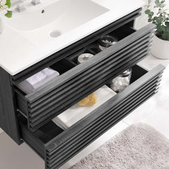 Render Charcoal/White 36" Wall-Mount Bathroom Vanity - Ornate Home