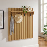 Render Light Oak Fluted Coat Rack Panel With Shelf - Ornate Home