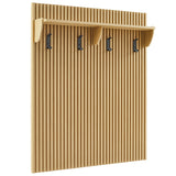 Render Light Oak Fluted Coat Rack Panel With Shelf - Ornate Home