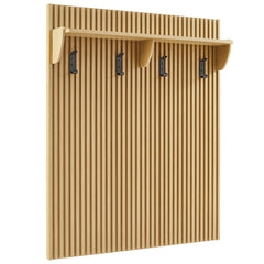 Render Light Oak Fluted Coat Rack Panel With Shelf - Ornate Home