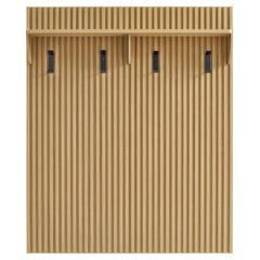 Render Light Oak Fluted Coat Rack Panel With Shelf - Ornate Home