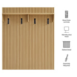 Render Light Oak Fluted Coat Rack Panel With Shelf - Ornate Home