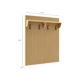 Render Light Oak Fluted Coat Rack Panel With Shelf - Ornate Home