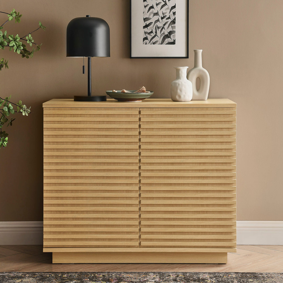 Render Oak 2-Door Fluted Accent Cabinet - Ornate Home