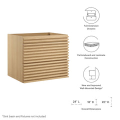 Render Oak 24" Wall-Mount Bathroom Vanity Cabinet (Sink Basin Not Included) - Ornate Home