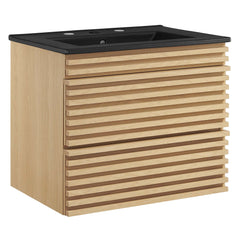 Render Oak/Black 24" Wall-Mount Bathroom Vanity - Ornate Home