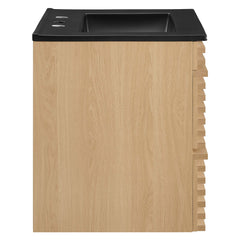 Render Oak/Black 24" Wall-Mount Bathroom Vanity - Ornate Home