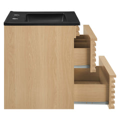 Render Oak/Black 24" Wall-Mount Bathroom Vanity - Ornate Home