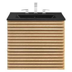 Render Oak/Black 24" Wall-Mount Bathroom Vanity - Ornate Home