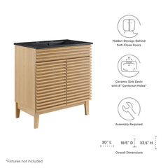 Render Oak/Black 30" Bathroom Vanity - Ornate Home