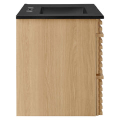 Render Oak/Black 30" Wall-Mount Bathroom Vanity - Ornate Home