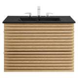 Render Oak/Black 30" Wall-Mount Bathroom Vanity - Ornate Home