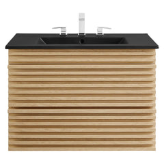 Render Oak/Black 30" Wall-Mount Bathroom Vanity - Ornate Home