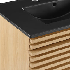 Render Oak/Black 30" Wall-Mount Bathroom Vanity - Ornate Home