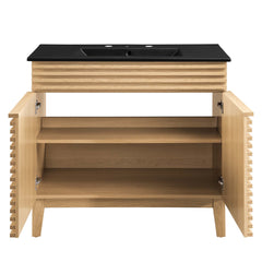 Render Oak/Black 36" Bathroom Vanity - Ornate Home