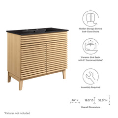Render Oak/Black 36" Bathroom Vanity - Ornate Home