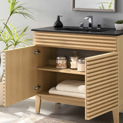 Render Oak/Black 36" Bathroom Vanity - Ornate Home