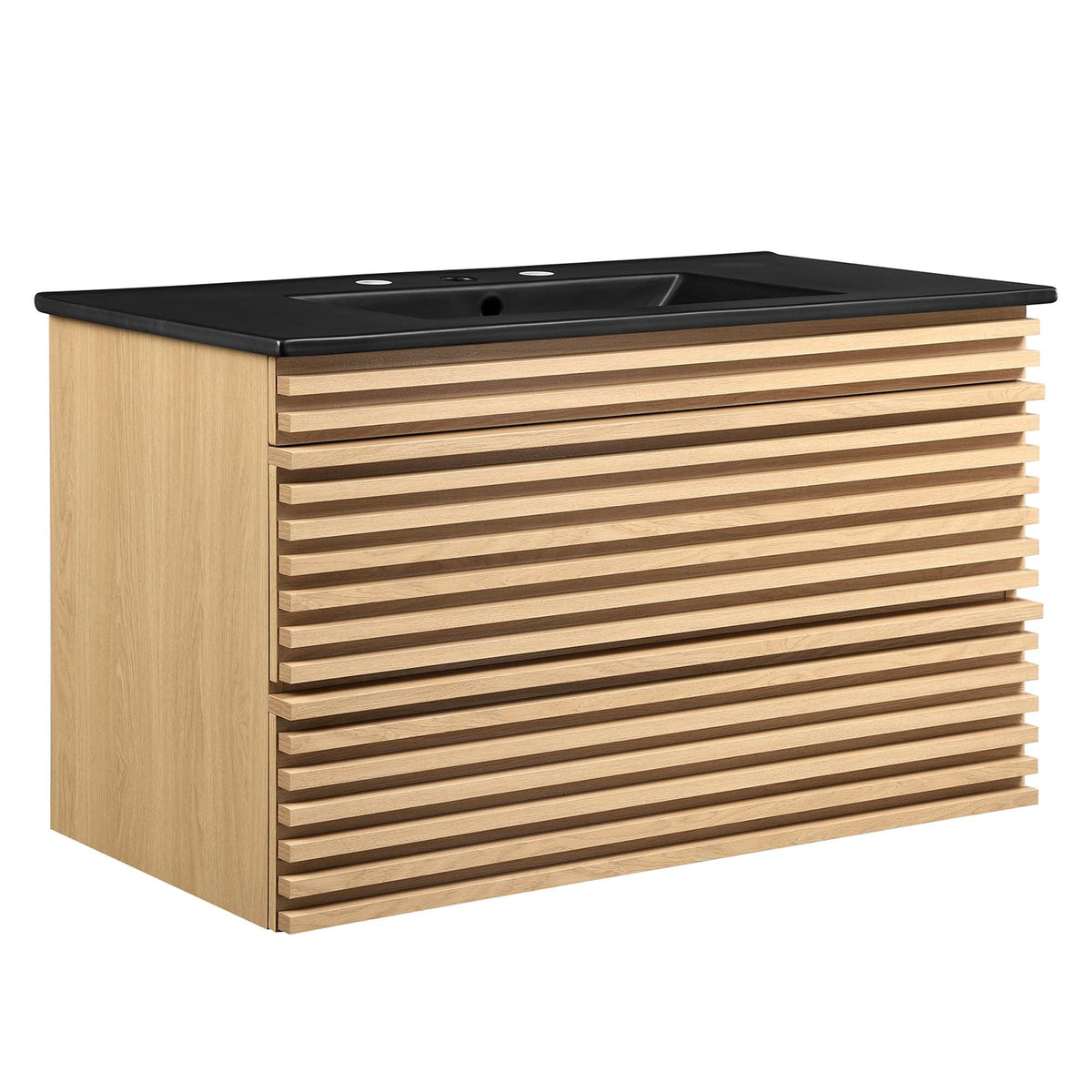 Render Oak/Black 36" Wall-Mount Bathroom Vanity - Ornate Home