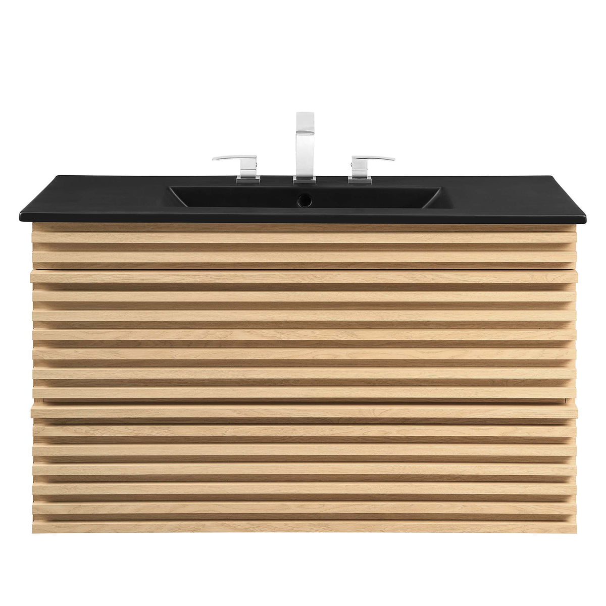 Render Oak/Black 36" Wall-Mount Bathroom Vanity - Ornate Home